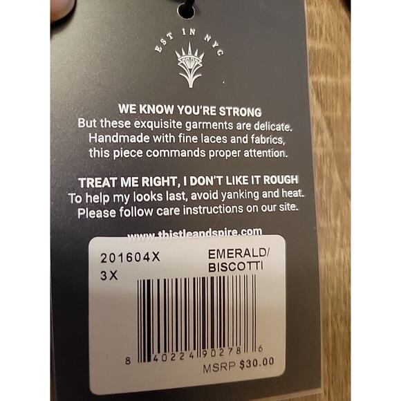 Thistle and Spire Womens Brooklyn Haze Embroidered Sheer Thong Size 3X Green - Picture 2 of 9